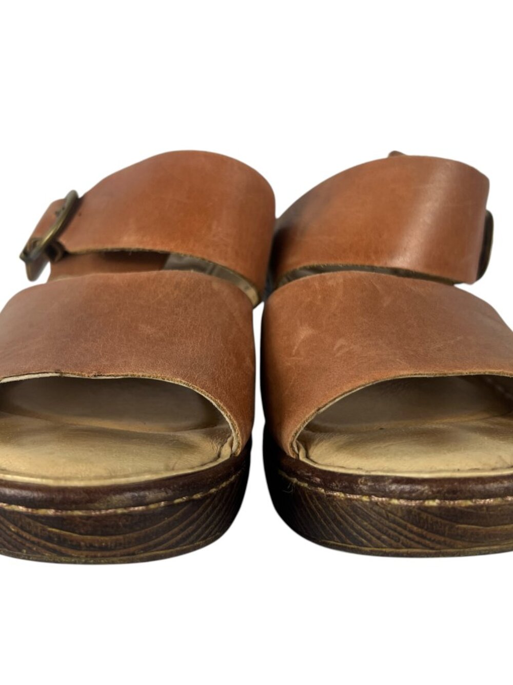 Born Women's Leather F40706 Platform Wedge Heeled Sandal in Cuero Brown Size 7 - Picture 2 of 11